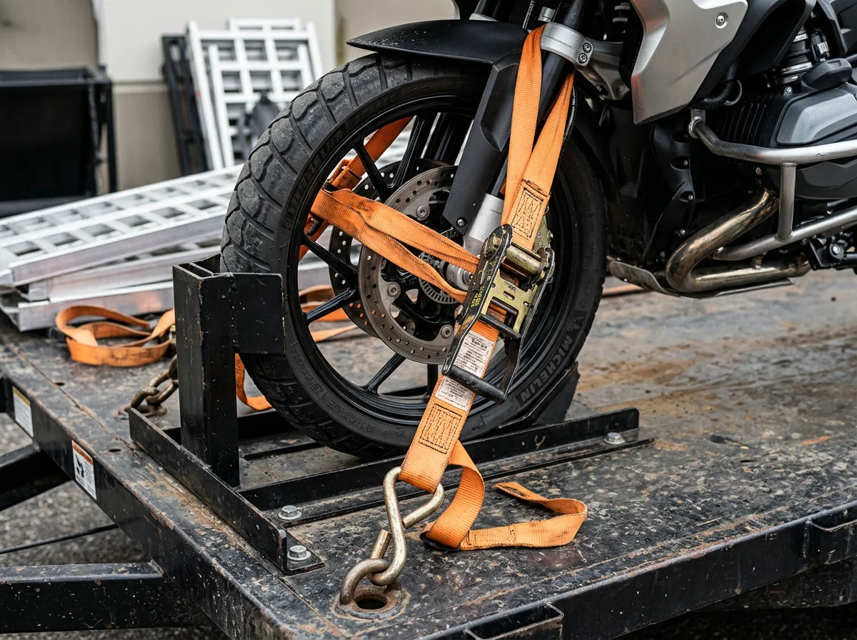 Motocicleta asegurada para un servicio de traslado