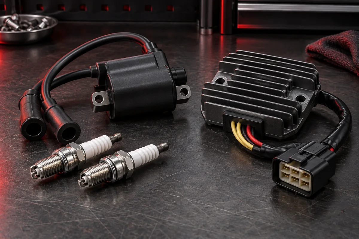 Componentes eléctricos para motocicletas: bujías, bobinas y reguladores