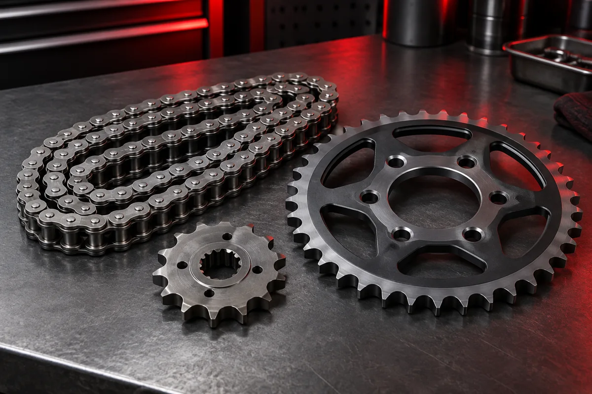 Kits de transmisión para motos: cadenas reforzadas, piñones y catalinas
